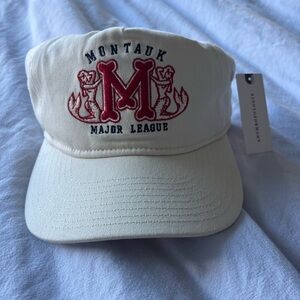 NWT anthropologie red and tan baseball hat montauk